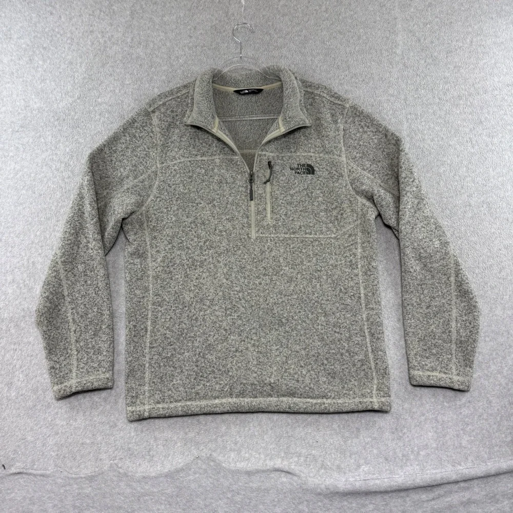 The North Face Gordon Lyons Quarter Zip Pullover Mens Large Gray Heather Fleece